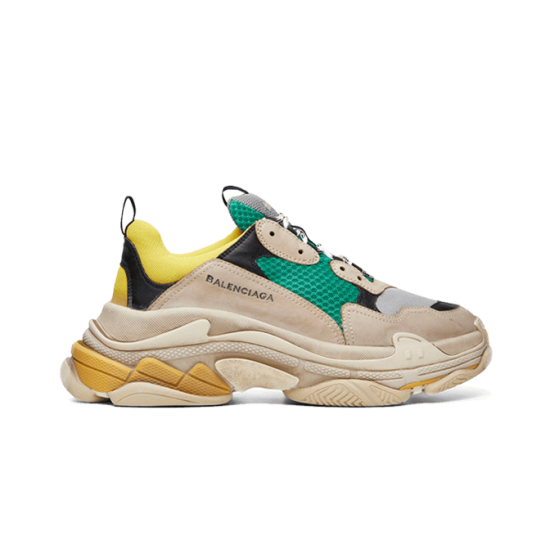 Balenciaga Triple S TraIners Green Yellow Grey