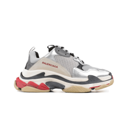 Balenciaga Triple S TraIners - Silver Black Red