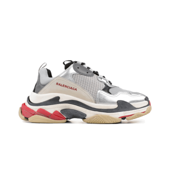 Balenciaga Triple S TraIners - Silver Black Red