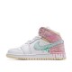 2021 Air Jordan 1 Mid GS Paint Drip White Pink Blue