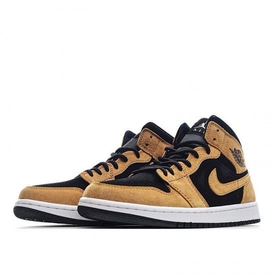 2021 Air Jordan 1 Mid Wheat Desert Ochre Brown Black