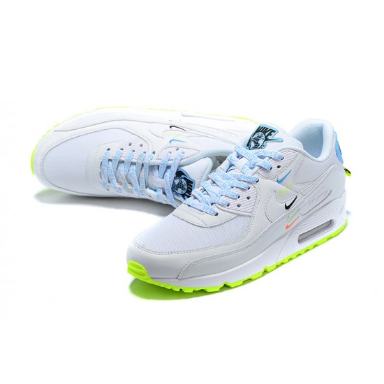 Nike Air Max 90 SE Mens Worldwide White Blue CK7069-100 Shoes